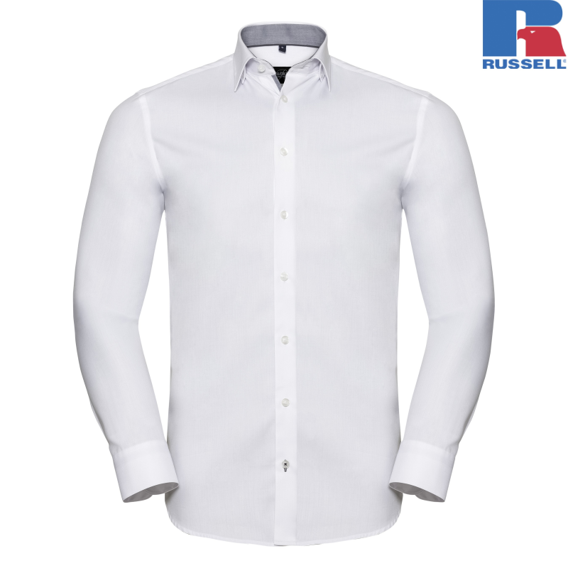 Men's Tailored Contrast Herringbone Shirt | Russell