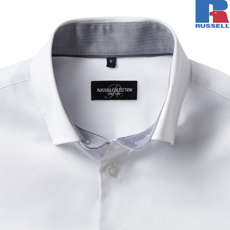 Men's Tailored Contrast Herringbone Shirt | Russell