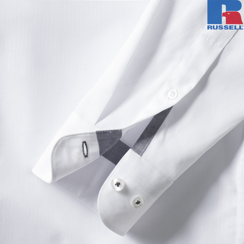 Men's Tailored Contrast Herringbone Shirt | Russell