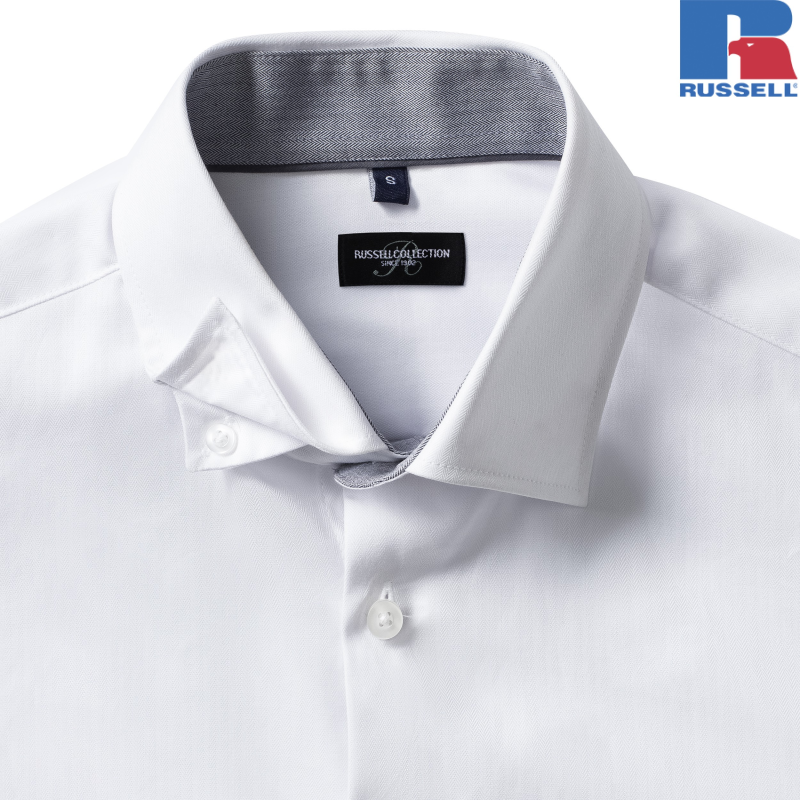 Men's Tailored Contrast Herringbone Shirt | Russell