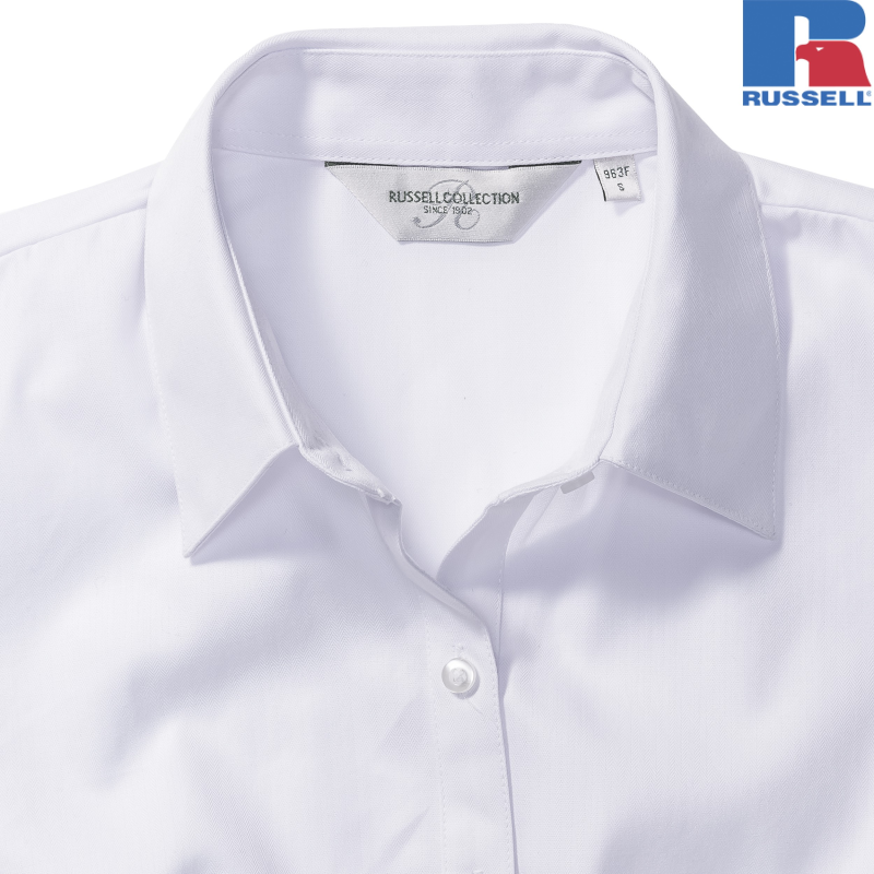 Ladies Short Sleeve Tailored Herringbone Shirt | Russell