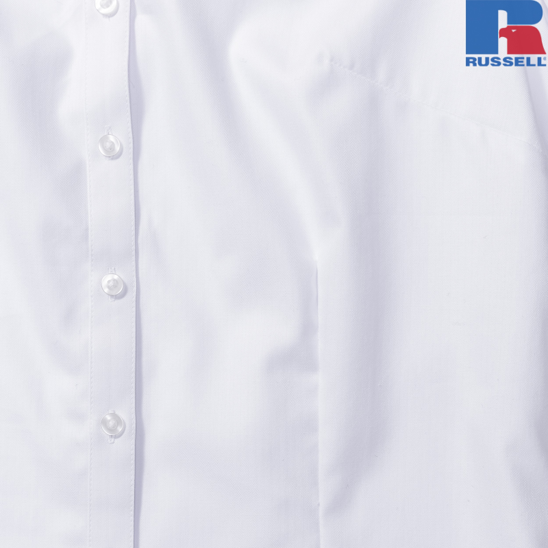 Ladies Short Sleeve Tailored Herringbone Shirt | Russell
