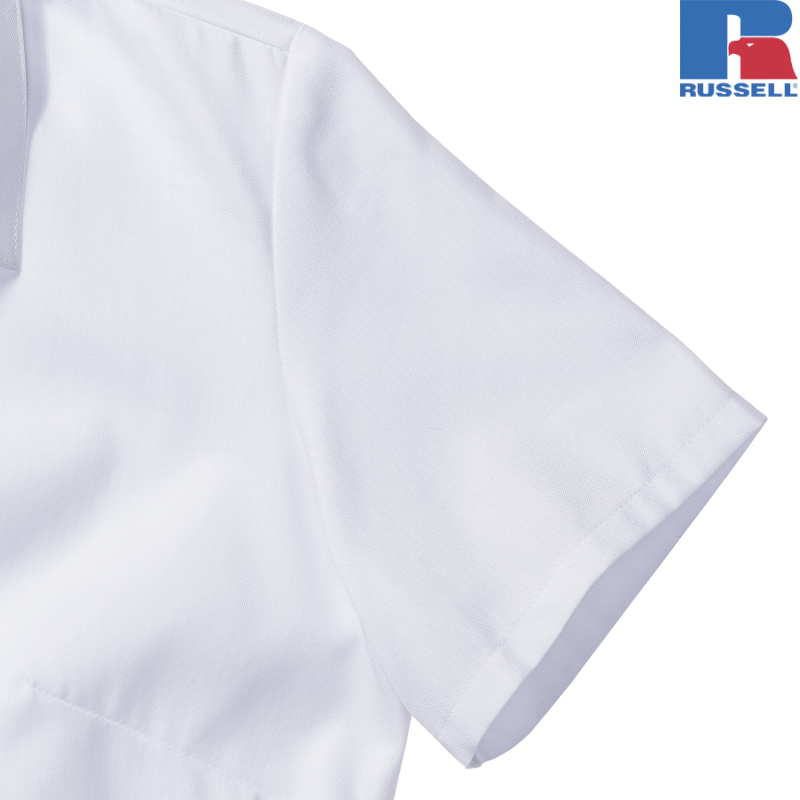 Ladies Short Sleeve Tailored Herringbone Shirt | Russell
