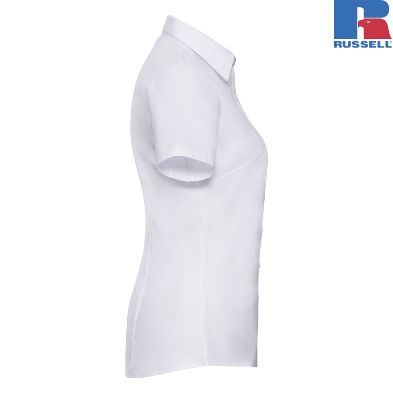 Ladies Short Sleeve Tailored Herringbone Shirt | Russell