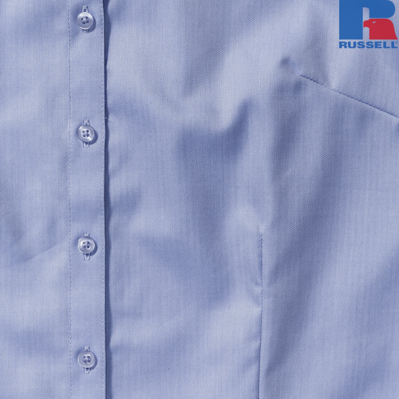 Ladies Short Sleeve Tailored Herringbone Shirt | Russell