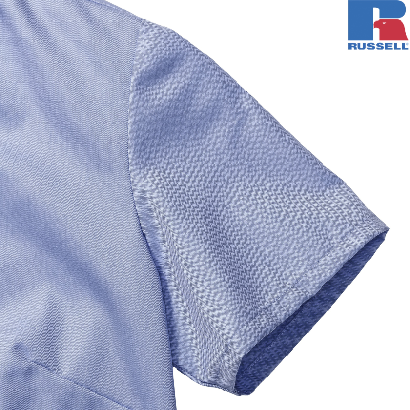 Ladies Short Sleeve Tailored Herringbone Shirt | Russell