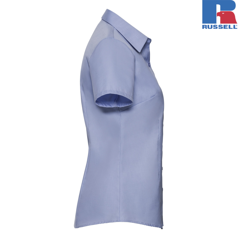 Ladies Short Sleeve Tailored Herringbone Shirt | Russell
