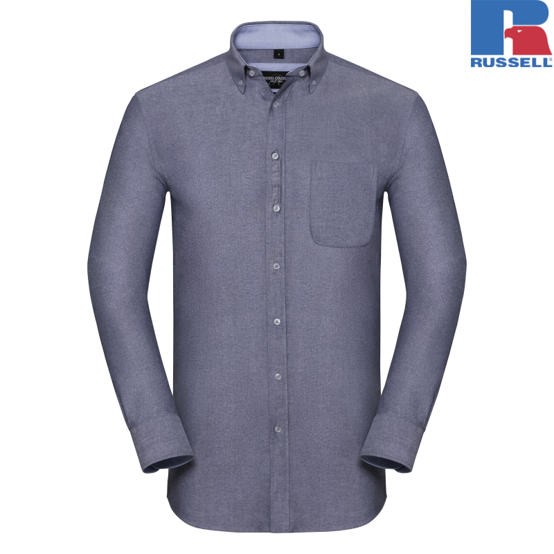 Men's Long Sleeve Tailored Washed Oxford Shirt | Russell
