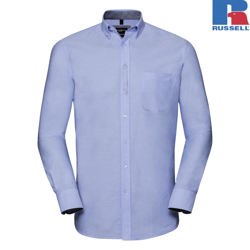 Men's Long Sleeve Tailored Washed Oxford Shirt | Russell