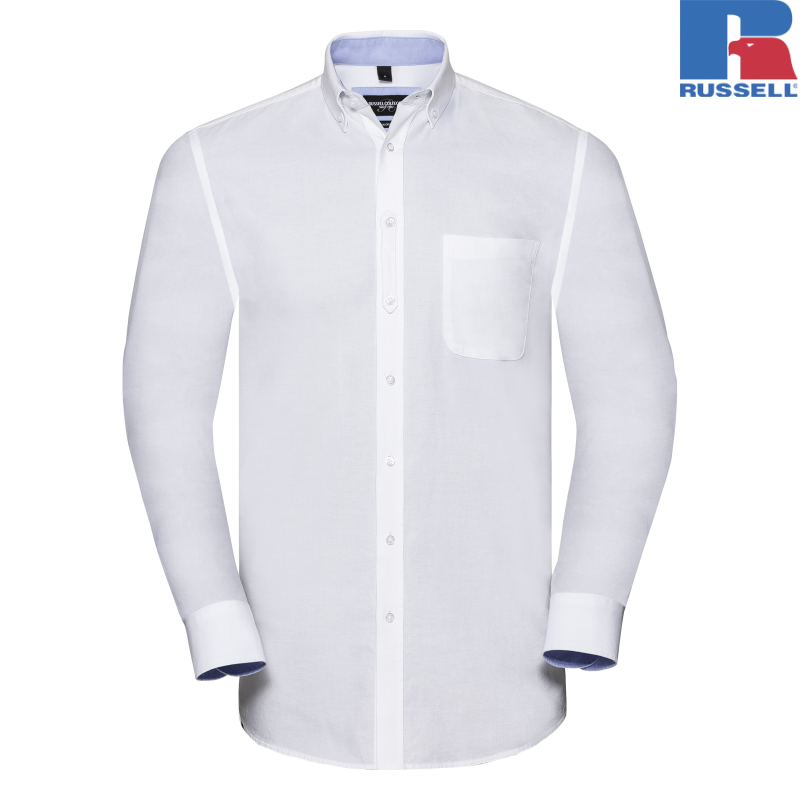 Men's Long Sleeve Tailored Washed Oxford Shirt | Russell