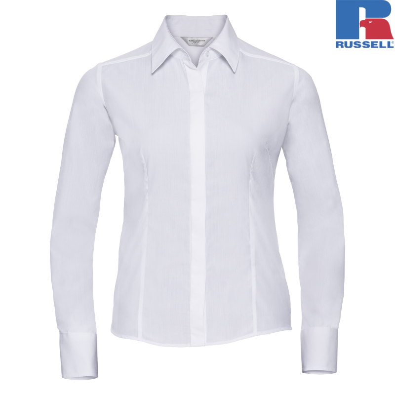 Ladies Long Sleeve Fitted Pollycotton Poplin Shirt | Russell