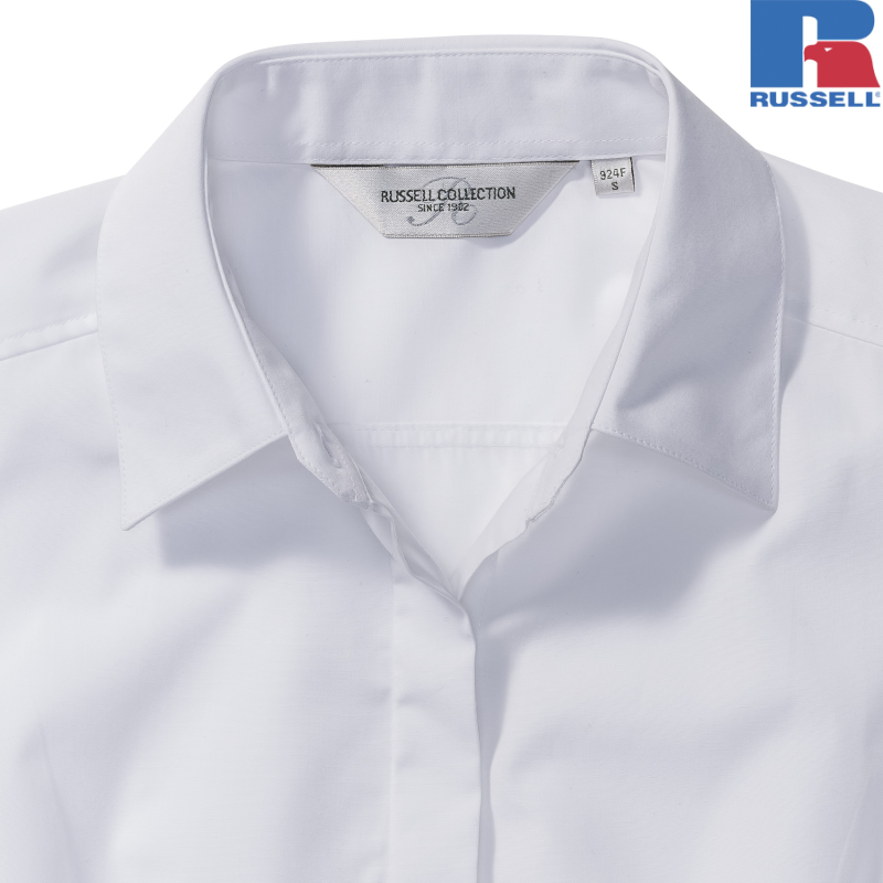 Ladies Long Sleeve Fitted Pollycotton Poplin Shirt | Russell