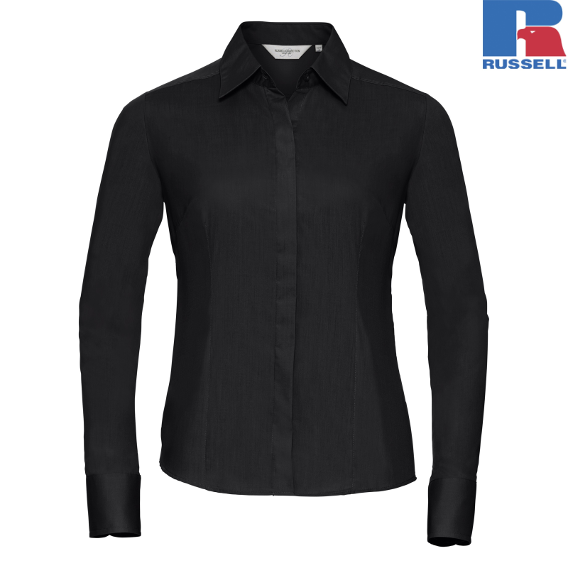 Ladies Long Sleeve Fitted Pollycotton Poplin Shirt | Russell