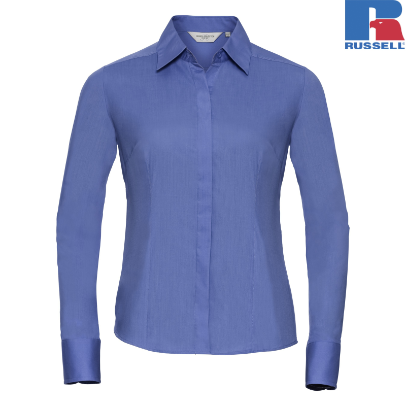 Ladies Long Sleeve Fitted Pollycotton Poplin Shirt | Russell