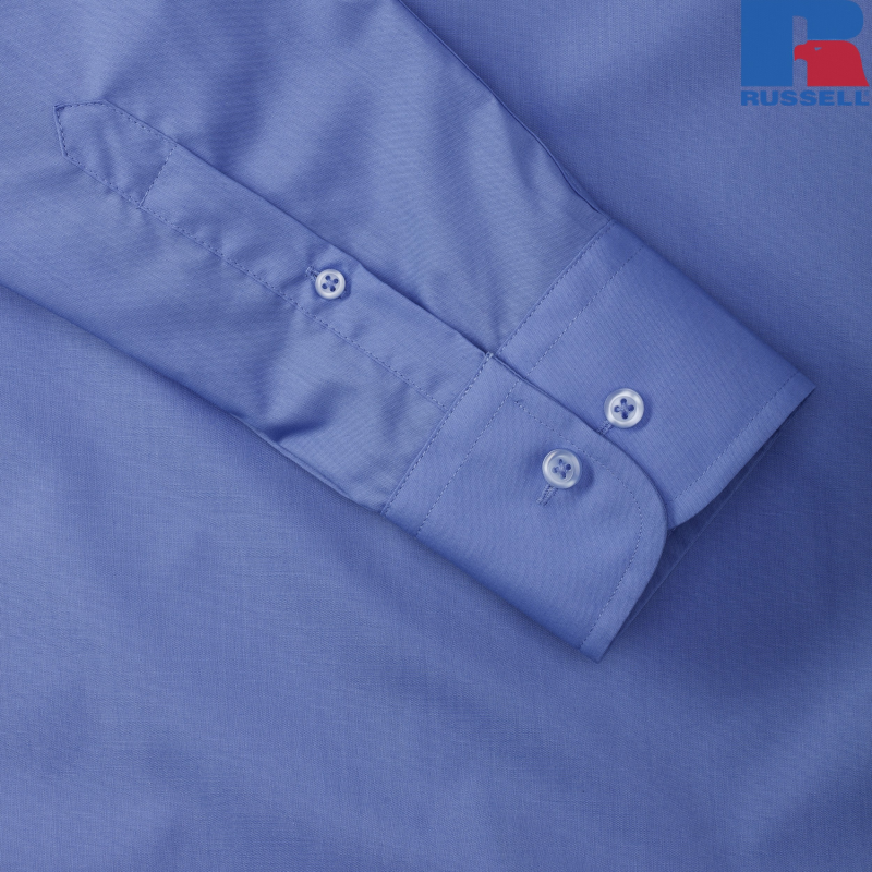 Men's Long Sleeve Easy Care Tailored Poplin Shirt | Russell