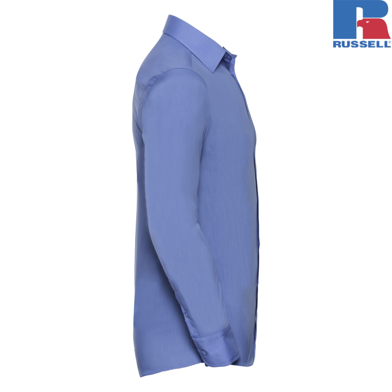 Men's Long Sleeve Easy Care Tailored Poplin Shirt | Russell