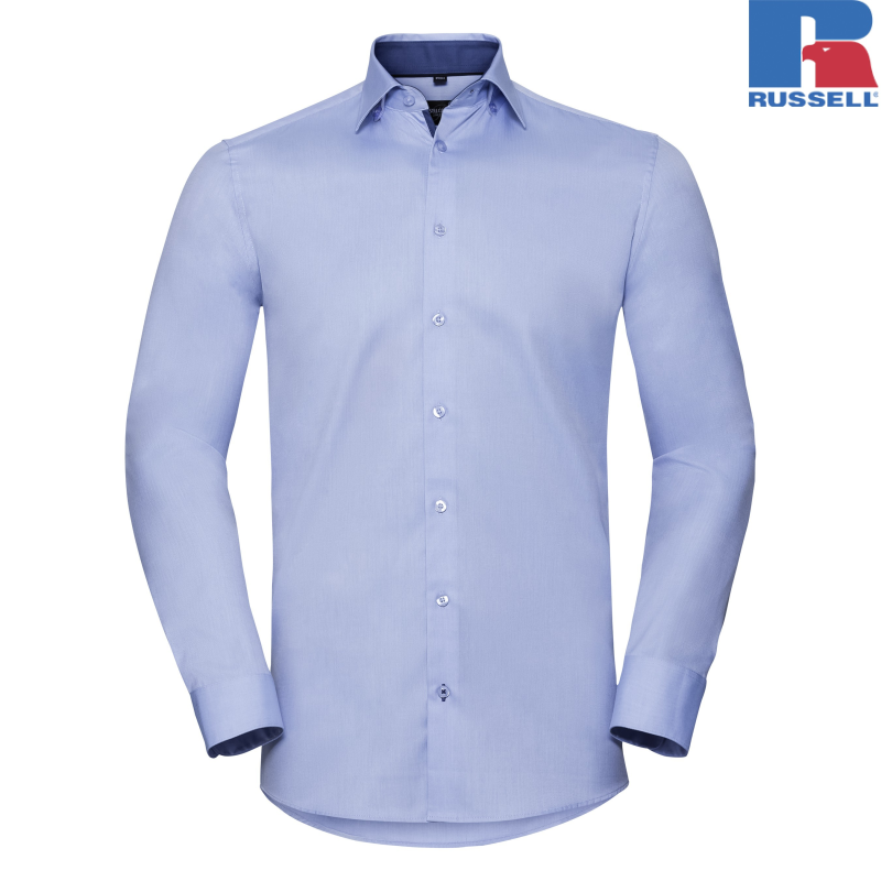 Men's Tailored Contrast Herringbone Shirt | Russell