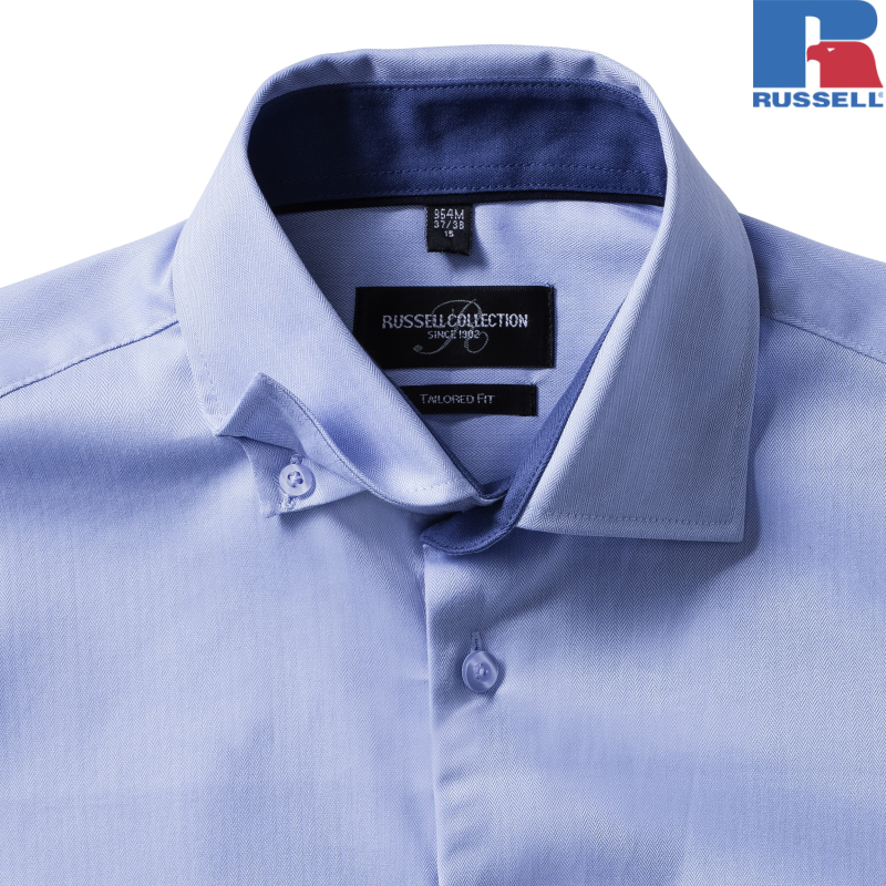 Men's Tailored Contrast Herringbone Shirt | Russell