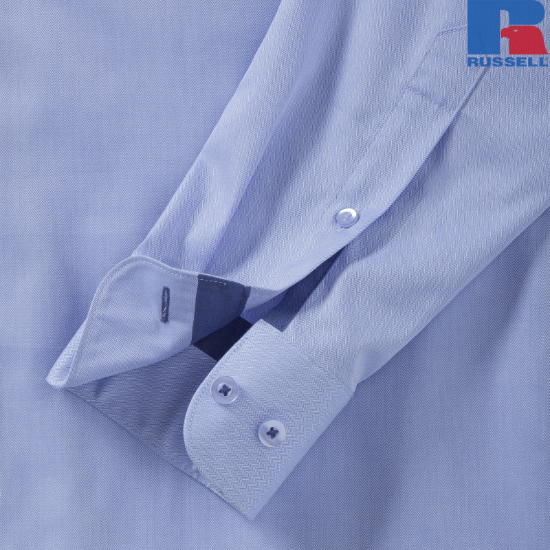 Men's Tailored Contrast Herringbone Shirt | Russell