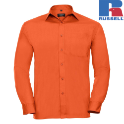 Men's Long Sleeve Polycotton Easy Care Poplin Shirt | Russell