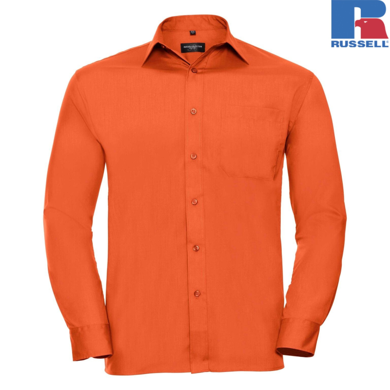 Men's Long Sleeve Polycotton Easy Care Poplin Shirt | Russell