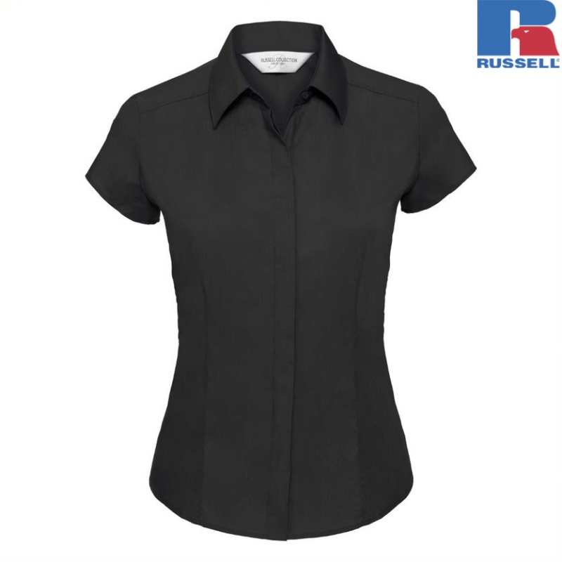 Ladies Cap Sleeve Fitted Polycotton Poplin Shirt | Russell