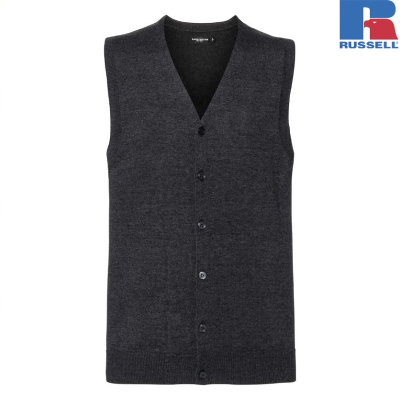Men's V-⁠Neck Sleeveless Knitted Cardigan | Russell