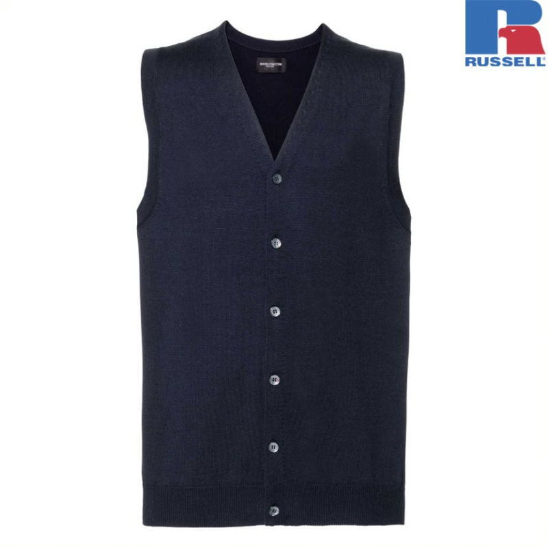 Men's V-⁠Neck Sleeveless Knitted Cardigan | Russell