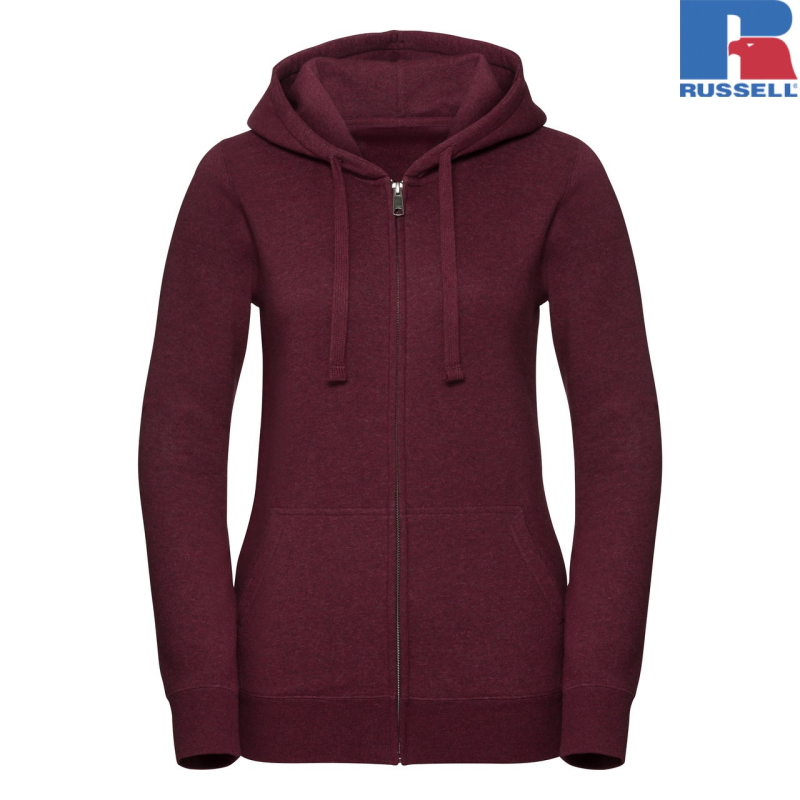 Ladies Authentic Melange Zipped Hooded Sweat | Russell