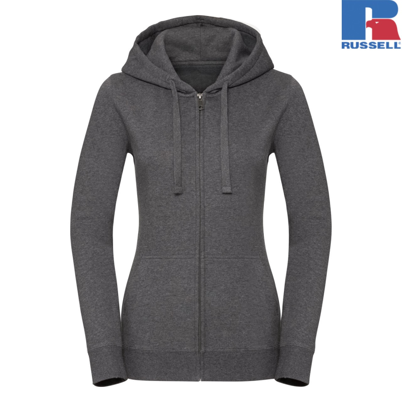 Ladies Authentic Melange Zipped Hooded Sweat | Russell