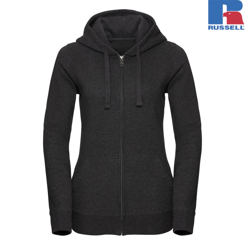 Ladies Authentic Melange Zipped Hooded Sweat | Russell