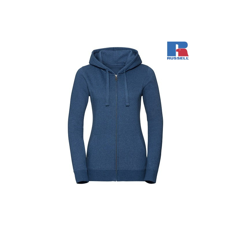 Ladies Authentic Melange Zipped Hooded Sweat | Russell