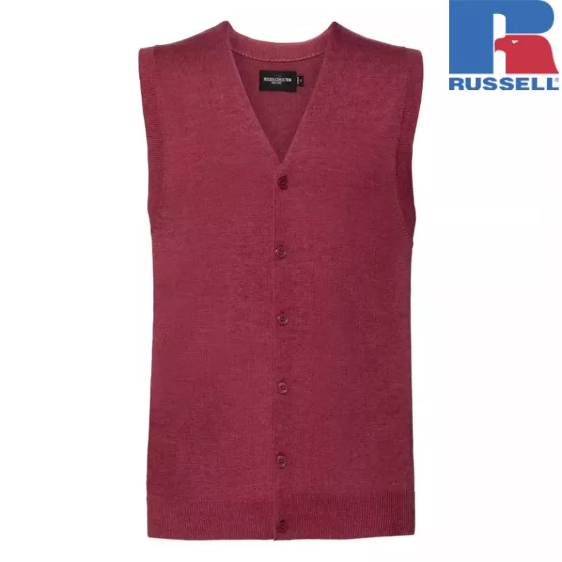Men's V-⁠Neck Sleeveless Knitted Cardigan | Russell